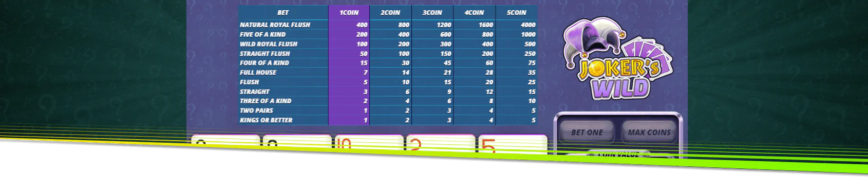 Jocker Wild Double Up Video Poker